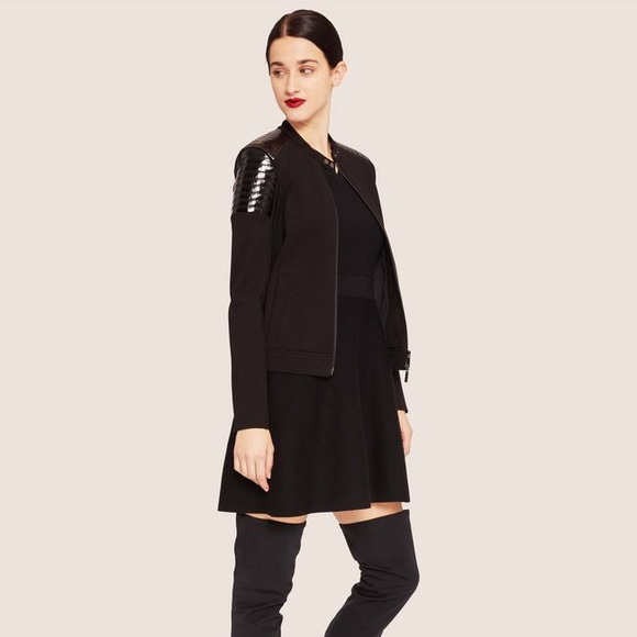 ARMANI EXCHANGE CHANNEL-QUILTED PATENT MOTO JACKET - Picture 4 of 8